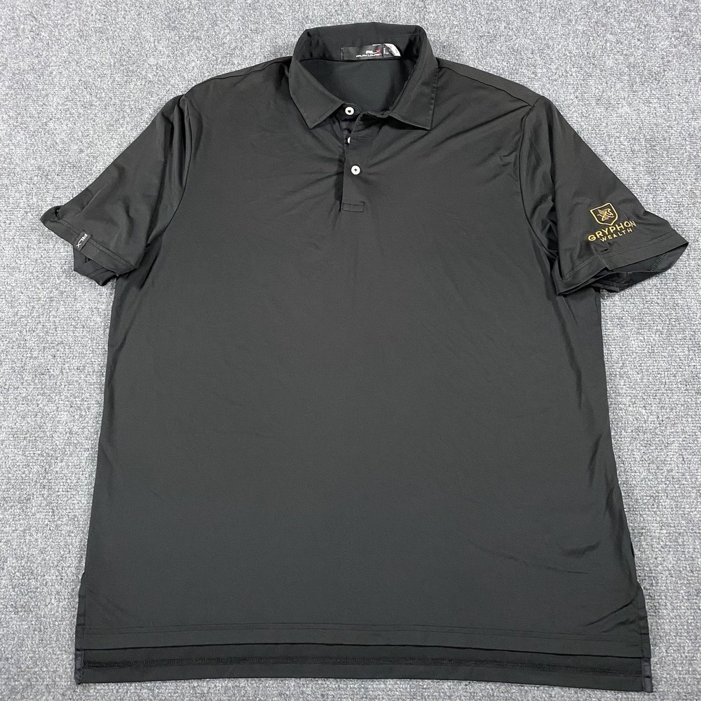RLX Ralph‎ Lauren Polo Shirt Mens XL Black Performance Golf Wicking Gryphon